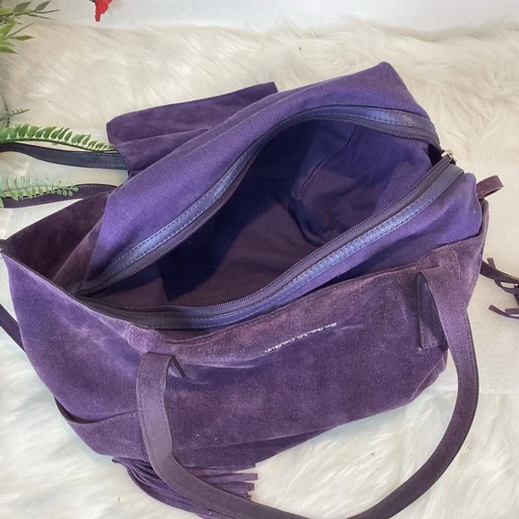 MICHAEL KORS ASHBURY HIPPIE BOHO SLOUCHY RAW SUEDE LEATHER HANDBAG VIOLET - Picture 15 of 15